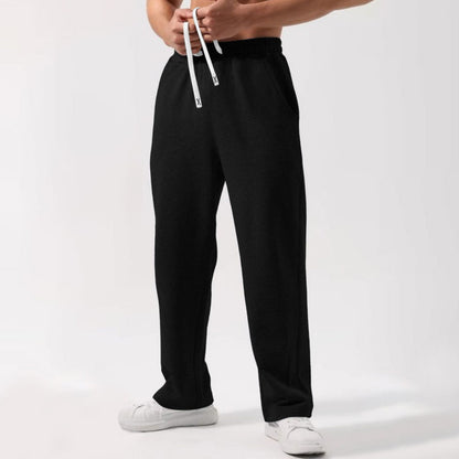 Male Solid Color Elastic-waist Drawstring Sweatpants