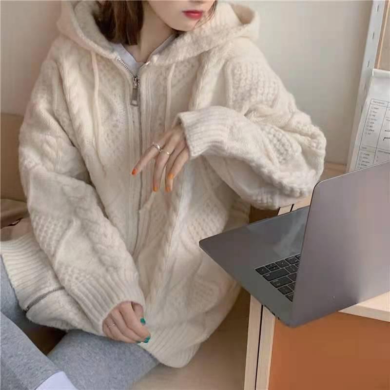 Women's Vintage Sweater Hooded Cardigan Coat