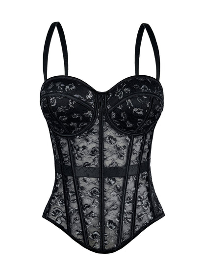 Cross-Border European And American Style Lace Bra With Camisole For Women, High-End Outerwear Shapewear With Push-Up Fishbone Bra