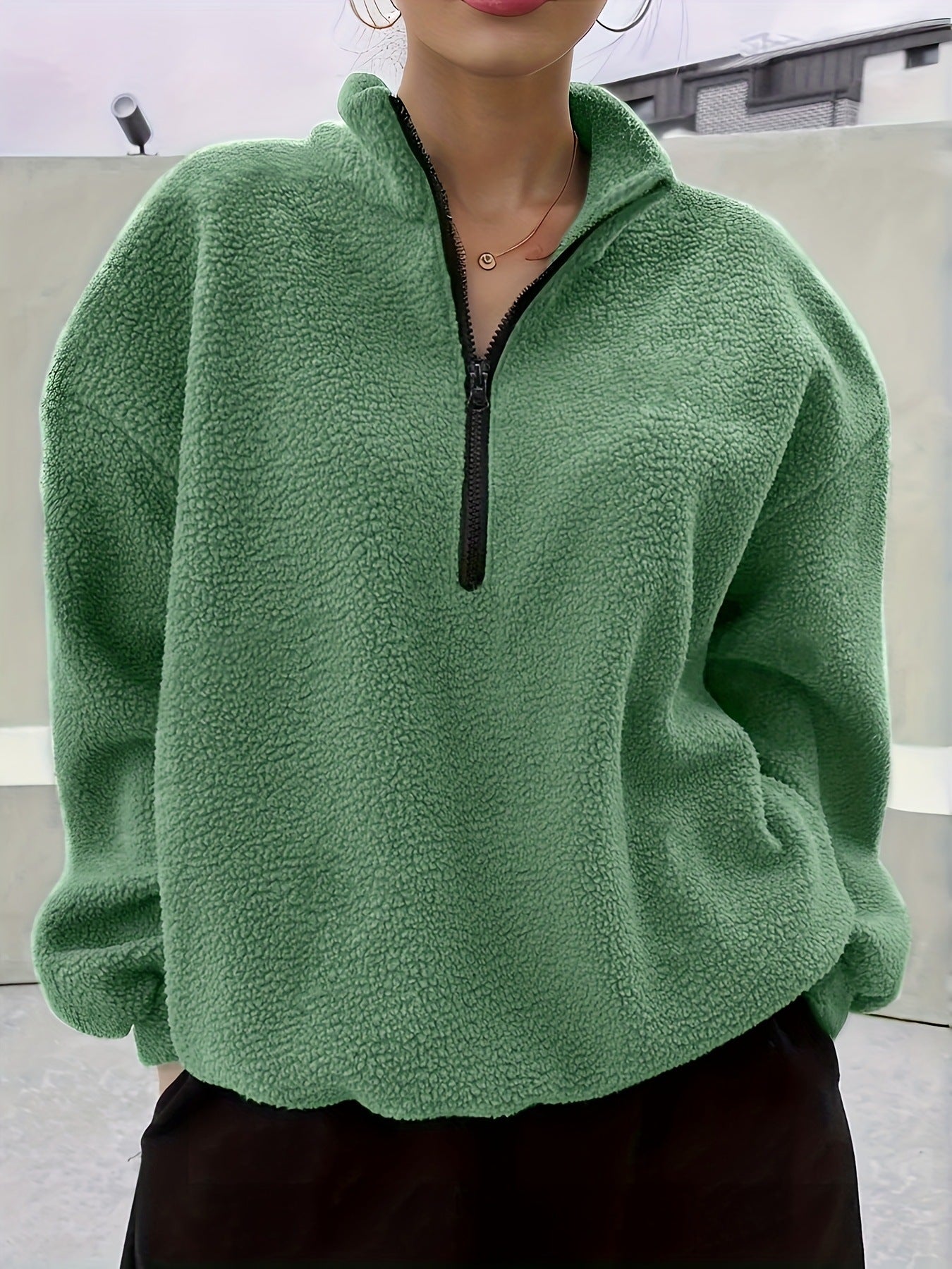 2025 Winter New European And American Cross-Border Amazon Long-Sleeved Casual Simple Pure Color Sweatshirt