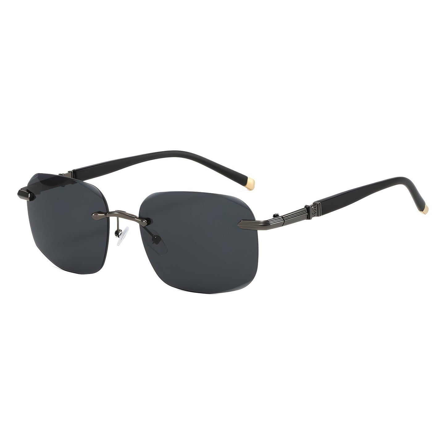 Fashionable Rimless Metal Sunglasses With Cut-out Edges