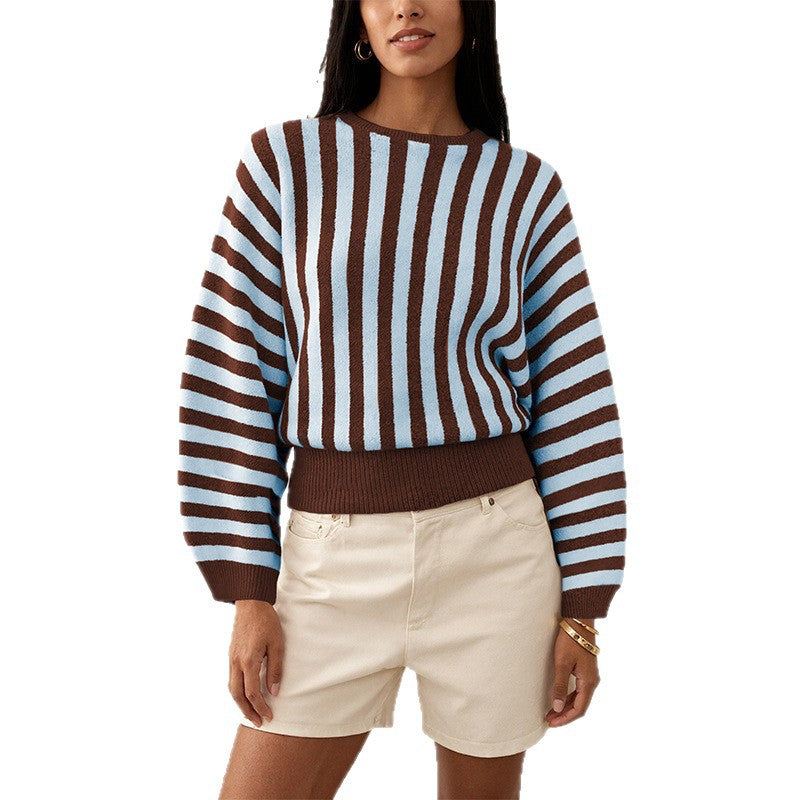 New Stylish Striped Long-sleeve Knit For Fall And Winter