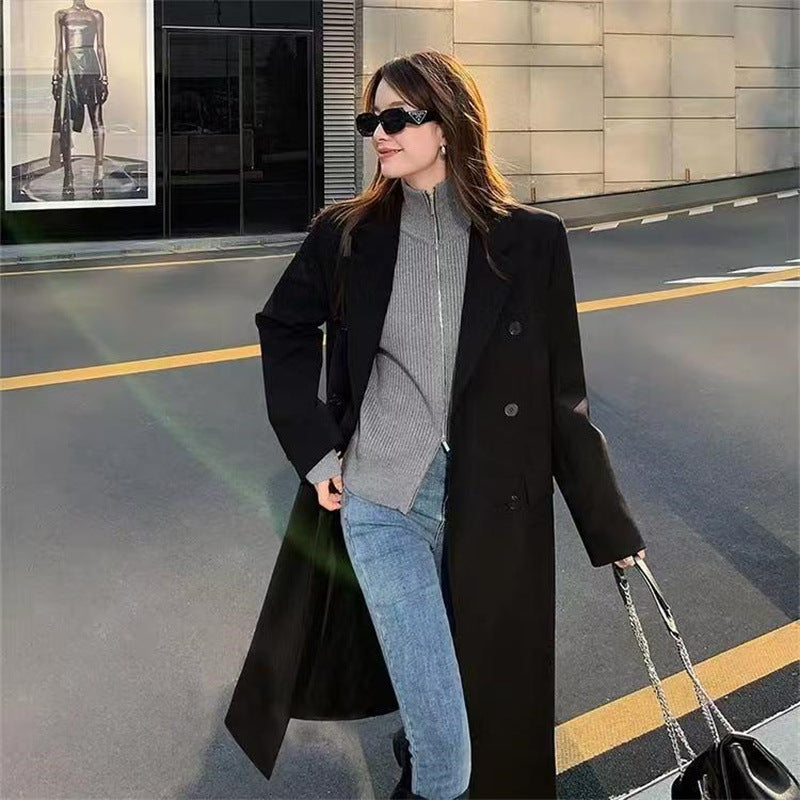 Korean-style Trendy Mid-length Over-the-knee Coat For Petite Women