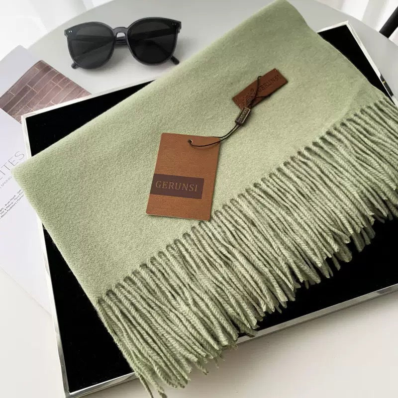 Womens Thickened Fashionable Solid-Color Tassel Scarf