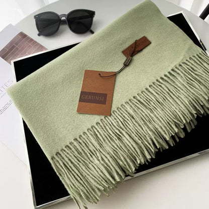 Womens Thickened Fashionable Solid-Color Tassel Scarf