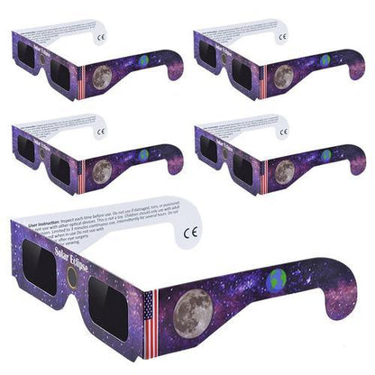 Paper-based Color-printed Frame, Silver-coated Lens Solar Eclipse Glasses