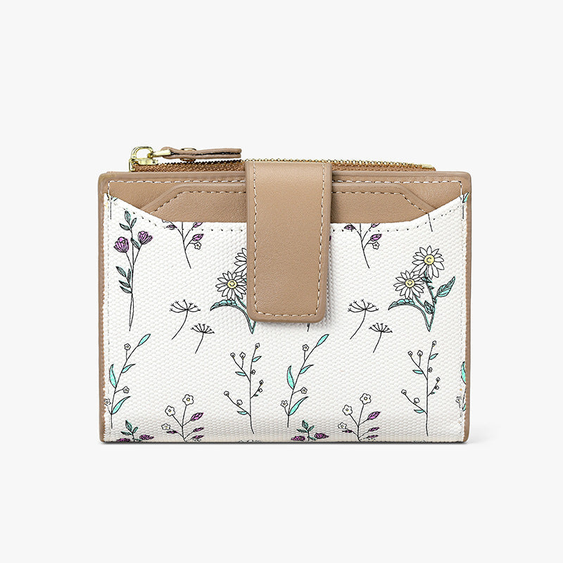 Womens Multifunctional Floral Short Wallet