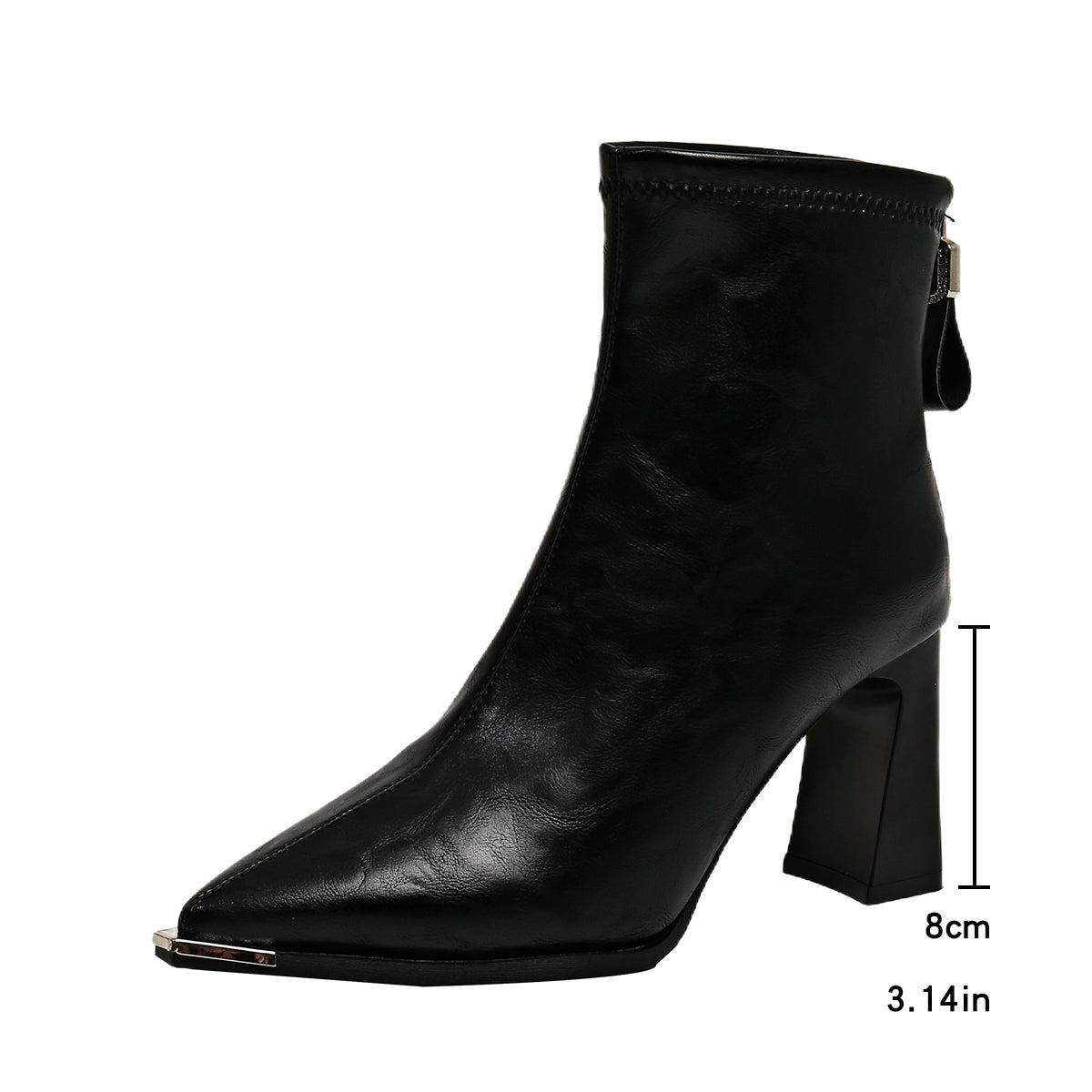 French Style Block Heel Spring Autumn Winter New Ankle Boots Slimming Match Skirt Warm Pointed Toe High Heel Boots Fashion Elegant Fashion Boots