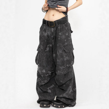 Camouflage Snake-Print Workwear Jeans For Women