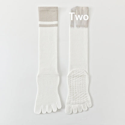Color-blocked Ankle Cuffs Five-finger Yoga Calf Socks