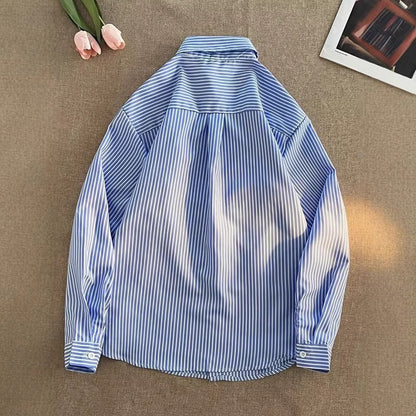 Long-sleeved Niche-style Knitted Striped Blouse Cardigan