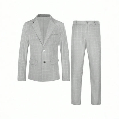 Mens Plaid Light Business Suit Set