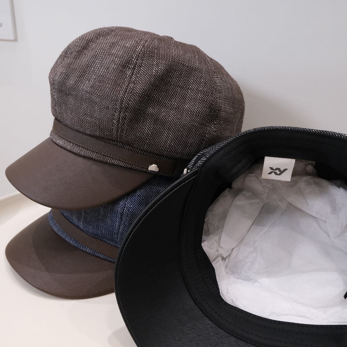 Cross-border Fashion Retro Denim Patch PU Leather Belt Buckle, Newsboy Hat, Casual And Versatile, Artistic Style Painter's Hat