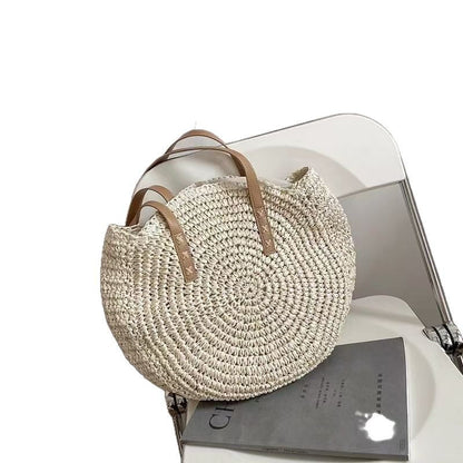 Round Straw Bag Fashionable Womens Shoulder