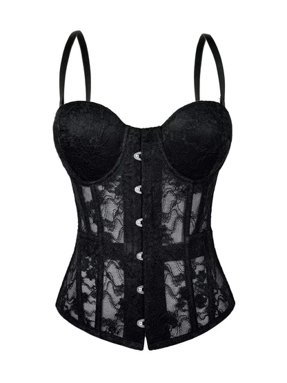 New Cross-Border Lace Embroidered Fishbone Corset Slimming Camisole Pure Desire Tube Top Outfit Fishbone Top
