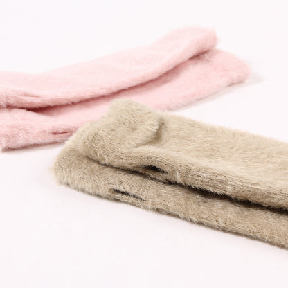 Womens Plush Half-finger Gloves Versatile And Warm