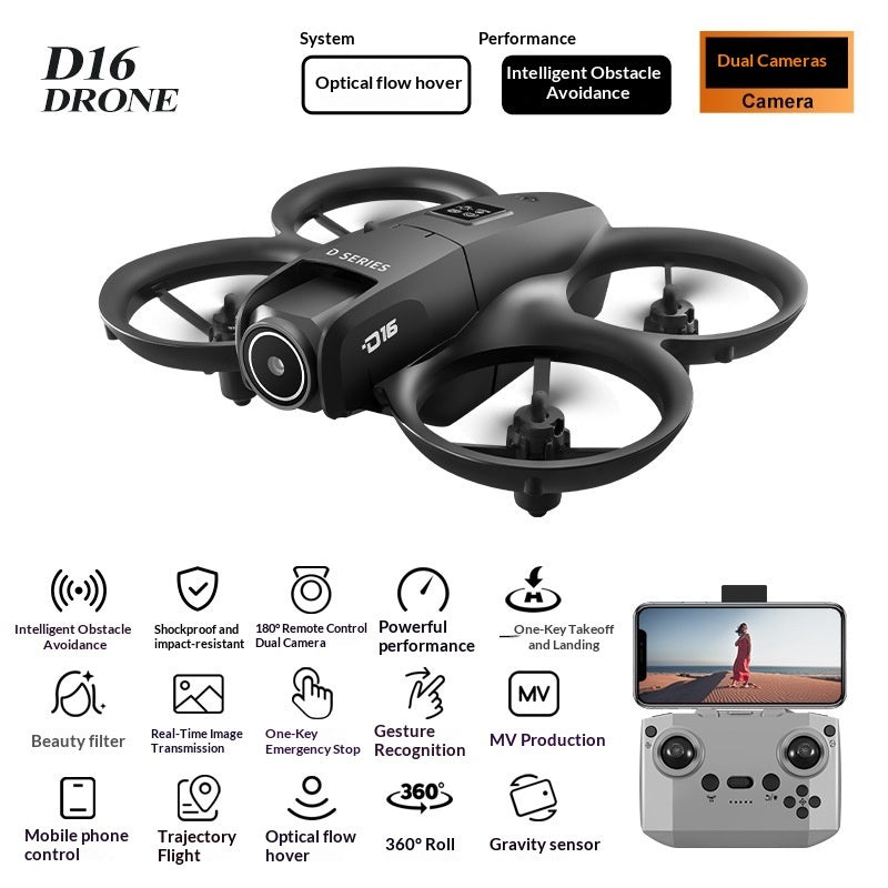 D16 Mini Drone Aerial Photography Dual-Camera Obstacle-Avoidance Racing Drone