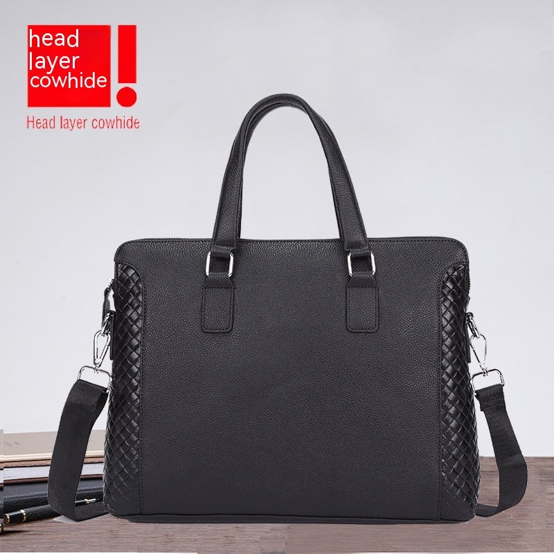 Genuine Leather Men's 14-inch Laptop Briefcase