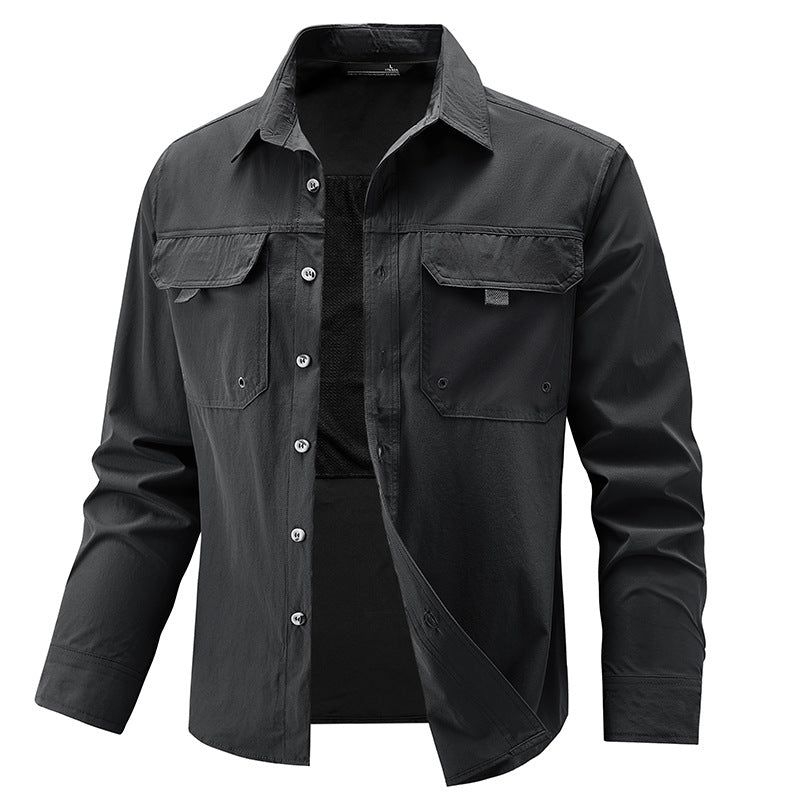 Mens Stretch Quick-Drying Long-Sleeve Shirt