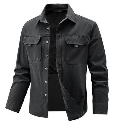 Mens Stretch Quick-Drying Long-Sleeve Shirt
