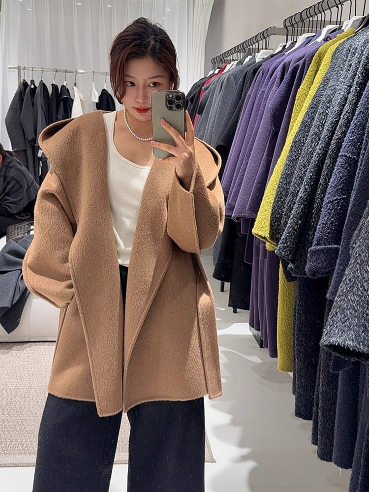Womens Sophisticated Wool Double-faced Coat