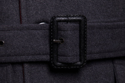 Double-breasted Hooded Belted Mid-length Wool Trench Coat