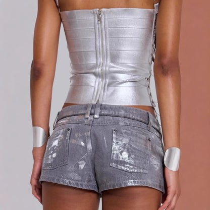 Fashionable New-style Sexy Streetwear Solid-color Zip-up Camisole