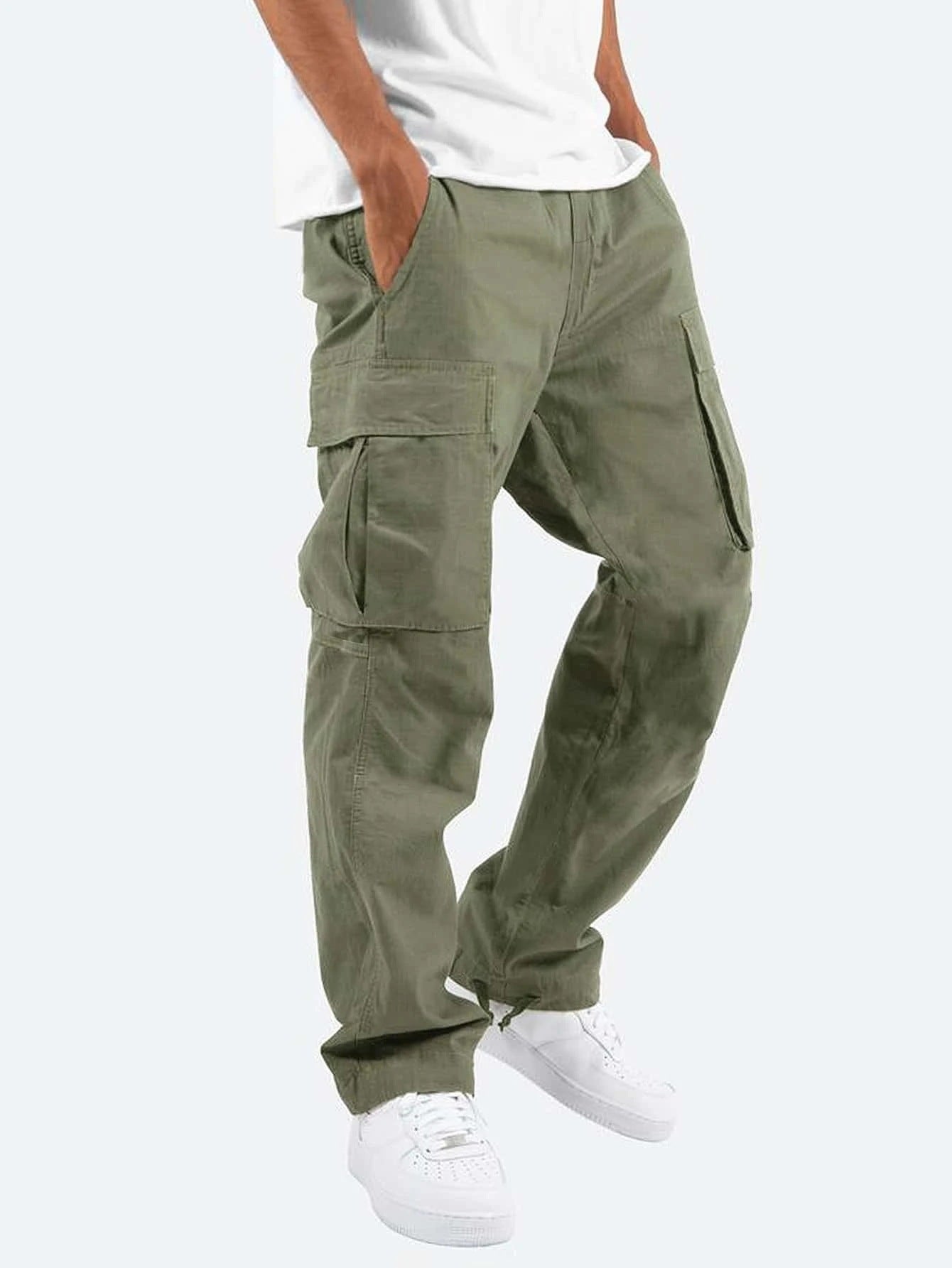 In Stock Amazon Summer New Men's Overalls European And American Independent Station Foreign Trade Drawstring Multi-pocket Casual Pants