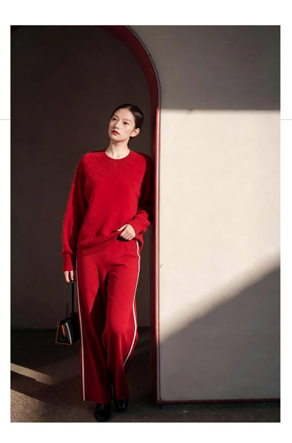 Womens Casual, Loose-fitting, Versatile Solid-color Sweater