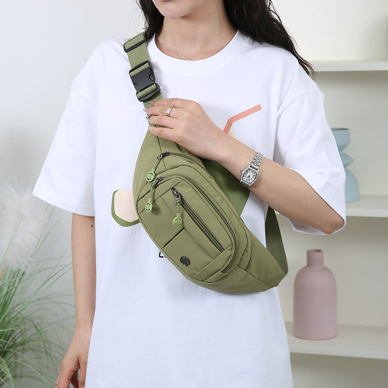 New Simple Crossbody Bag Forest Series Versatile Leisure Nylon Shoulder Bag Outdoor Sports Mobile Waist Bag Women's Chest Bag