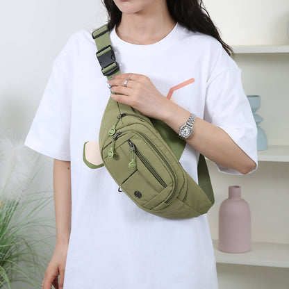 New Simple Crossbody Bag Forest Series Versatile Leisure Nylon Shoulder Bag Outdoor Sports Mobile Waist Bag Women's Chest Bag