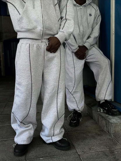Street Hooded Cardigan Sweater Men's And Women's Same Loose Hooded Sweatpants Suit