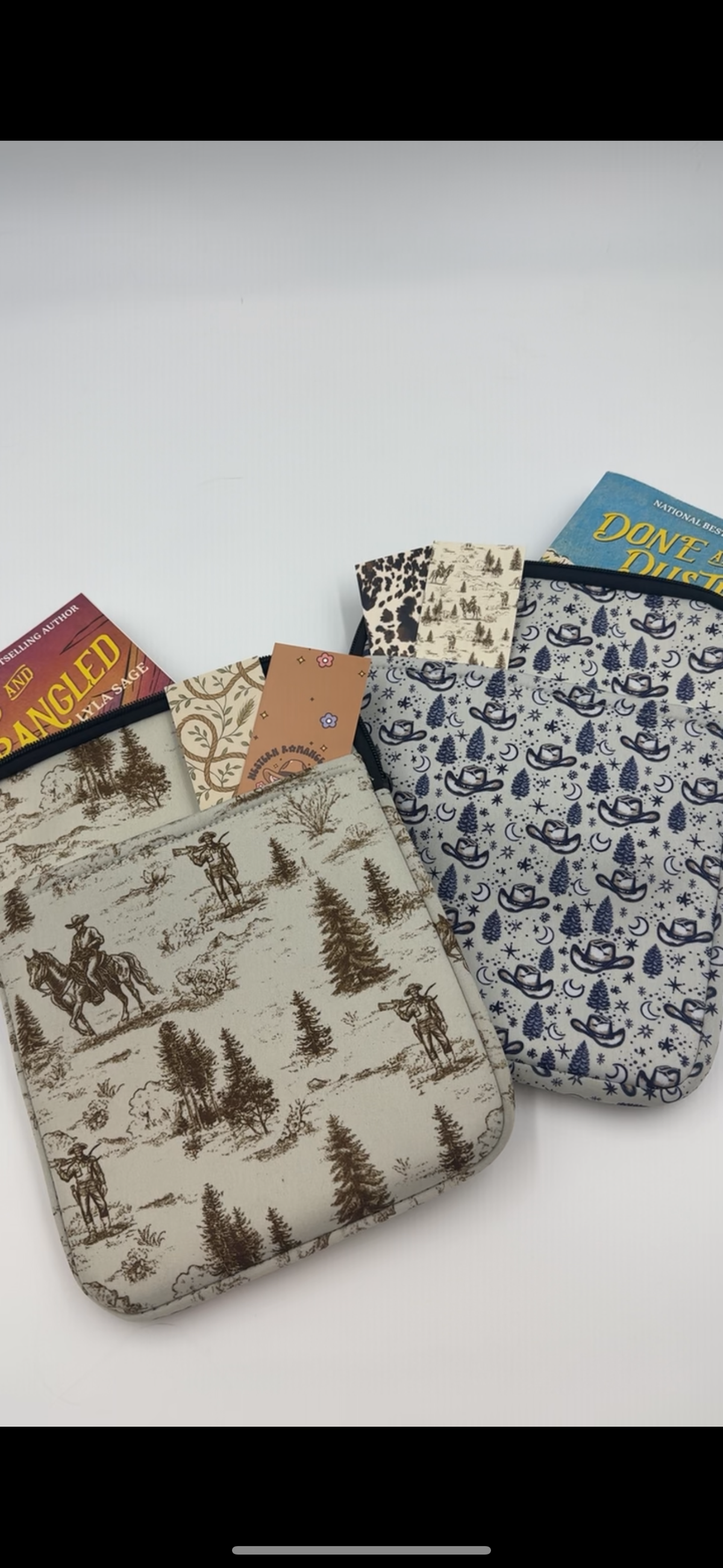 Midnight Cowboy Print Book & Tablet Sleeve – Western Cowgirl Starry Night Design