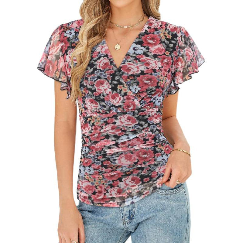 Lace-trimmed-sleeve Formal And Casual Womens Shirt
