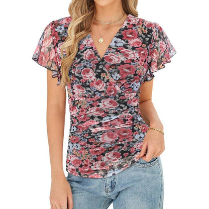 Lace-trimmed-sleeve Formal And Casual Womens Shirt