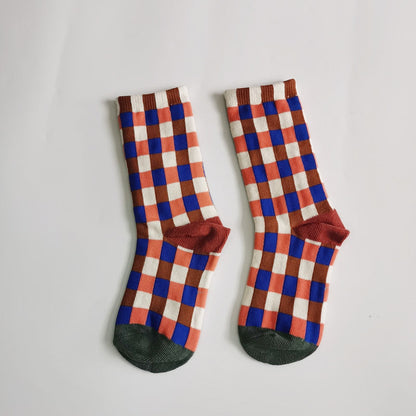 Leopard-print Plaid Coffee-colored Childrens Socks