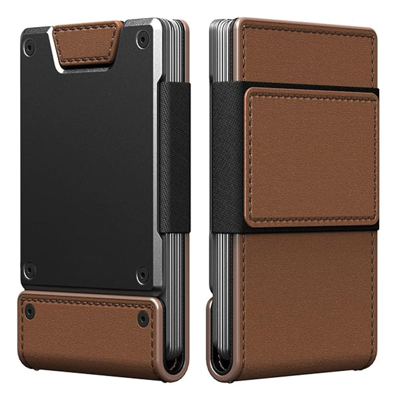 Metal And Leather Pull-Out Mens Wallet