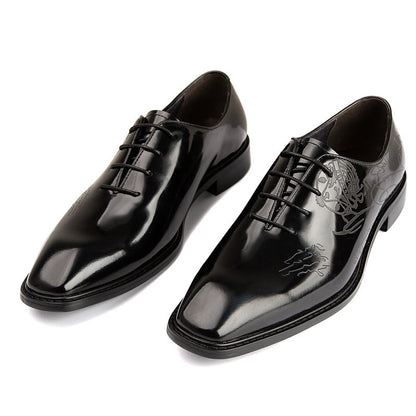 Short Laser Carved Calf Head Leather Shoes