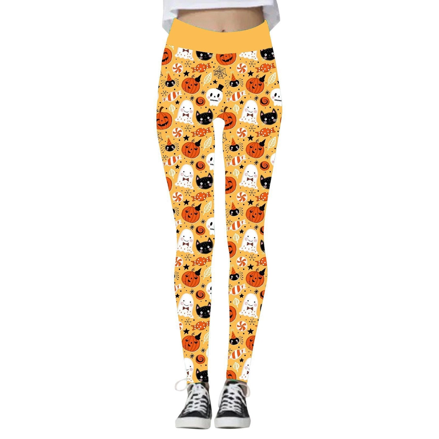 Halloween Women's Yoga Pants Pumpkin Skull