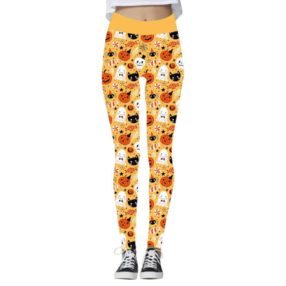 Halloween Women's Yoga Pants Pumpkin Skull