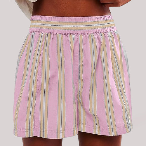 Stripe Print Elastic Beach Shorts