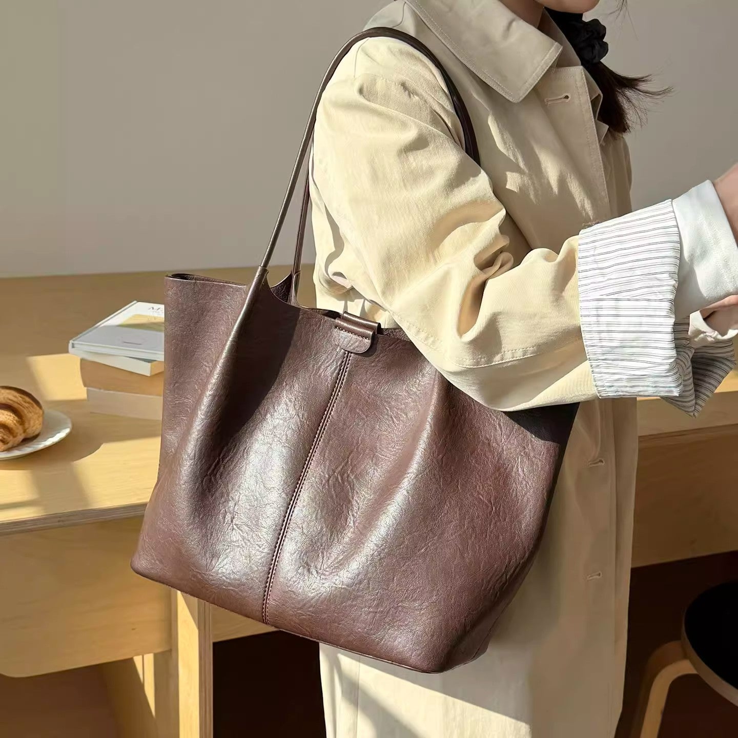 Large-capacity Soft-leather Underarm Shoulder Bag