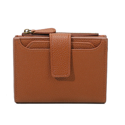 Functional Coin Purse With A Ring-bound Leather Wallet For Women
