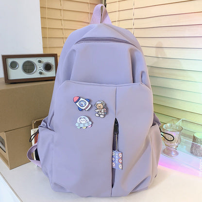 New Girls' Simple Solid Color Backpack