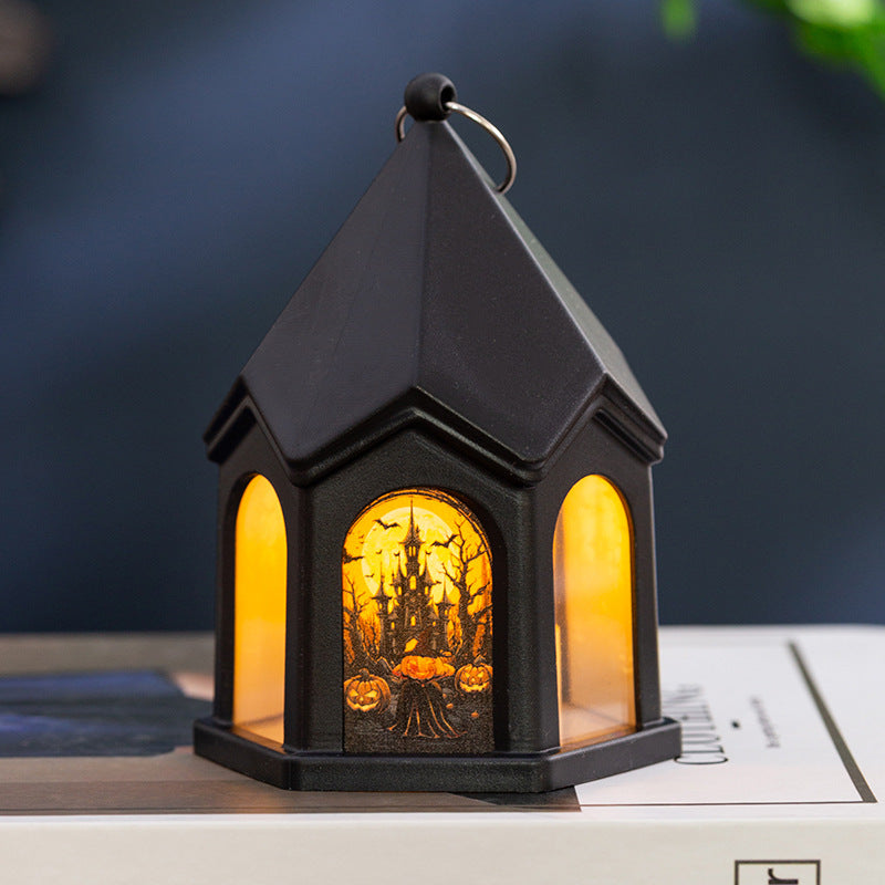 Halloween Pumpkin Lantern Children's Portable Halloween Castle Wind Lantern Ornaments Halloween Decoration Pendant Props