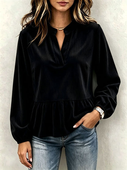 Casual Chic Corduroy Long-sleeve Top