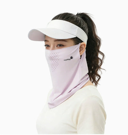 Ice Silk Sun-Protective Face Mask For Women Summer Full-Face UV-Proof Outdoor Golf Cycling Neck-Protecting Mask, Sun-Shading Veil