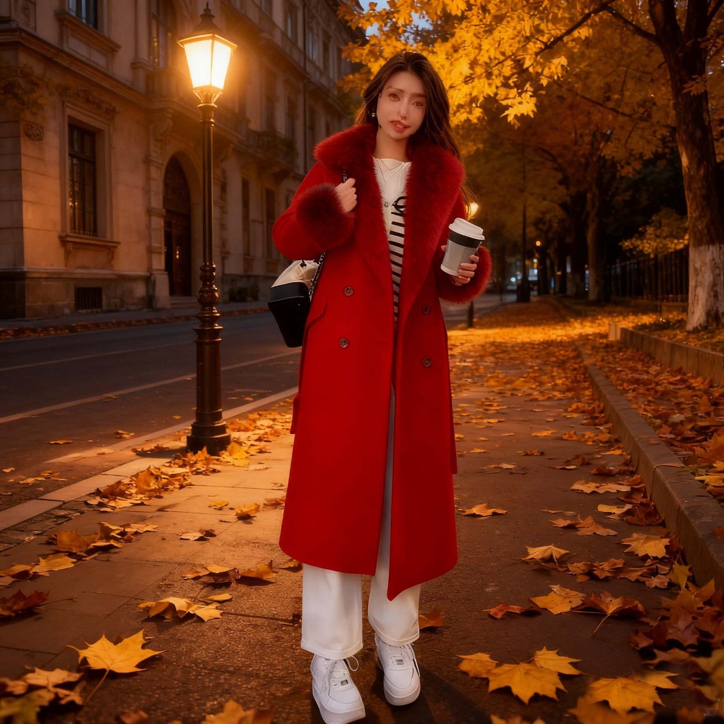 Womens Fallwinter Mid-length Blazer Wool Trench Coat