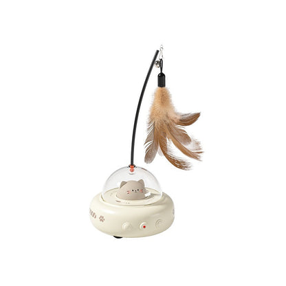 Smart Teaser Cat Toy Electric UFO Cat Teaser Stick With Bell Training Pet Toys Replaceable Feather Interactive Cat Supplies Pet Supplies Pets Products