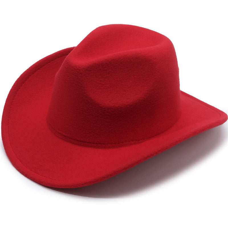 European And American Style Woolen Cowboy Hat Men's Lady Couple Ethnic Style Curling